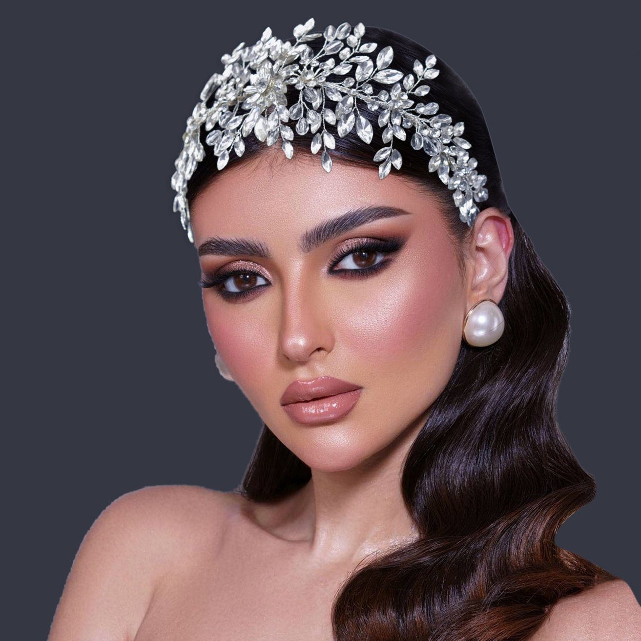 HOHEA H Haarband Kristall-Stirnband, Hochzeits-Haarschmuck, Braut-Haarschmuck, 1-tlg., Silberne Haaraccessoires sind elegante Haaraccessoires für Frauen, Haarschmuck aus Kristall-Haarranken, Blumen und Blättern