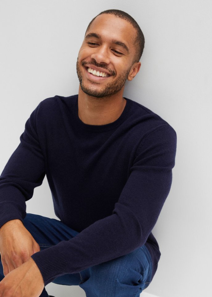 Premium Wollpullover mit Good Cashmere Standard®-Anteil, Rundhals