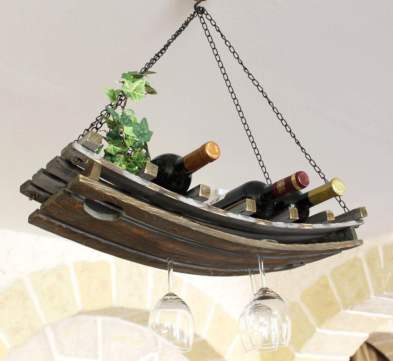 DanDiBo Weinregal Weinregal 5089 Deckenregal aus Holz 65 cm Hängeregal Flaschenhalter Flaschenregal
