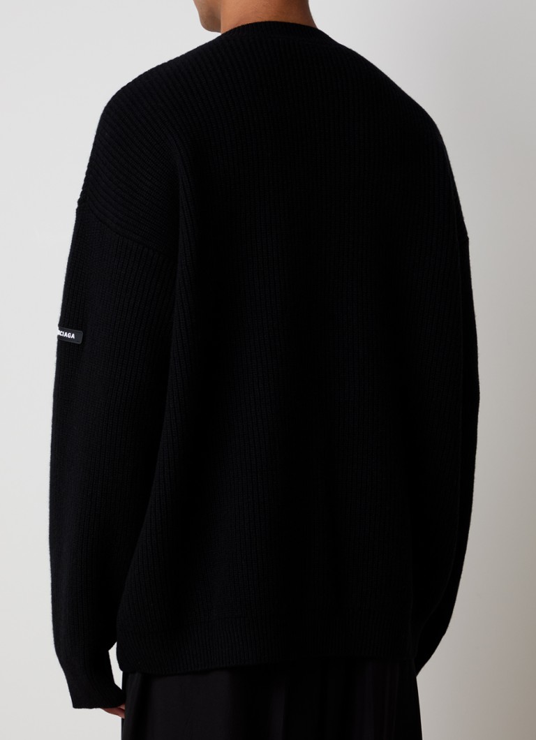 Maglione oversize Balenciaga in lana a maglia grossa con logo
