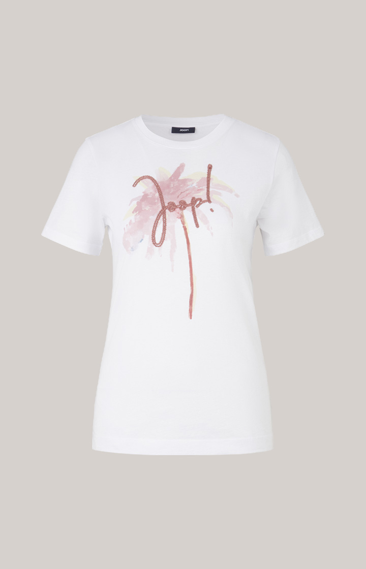 Baumwoll-T-Shirt in Weiß/Altrosa