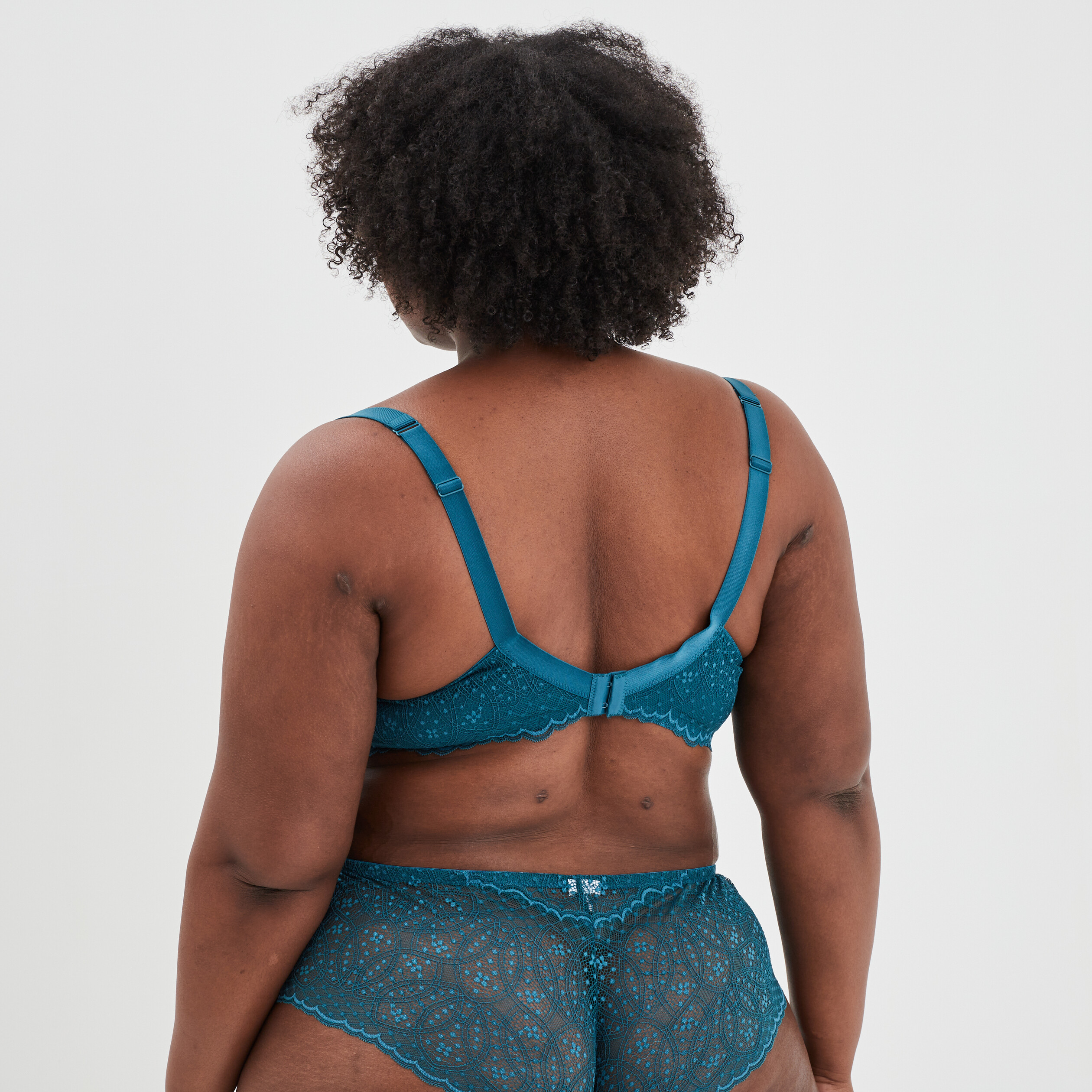 Soutien-gorge emboîtant en dentelle bleu canard femme grande taille | La Halle