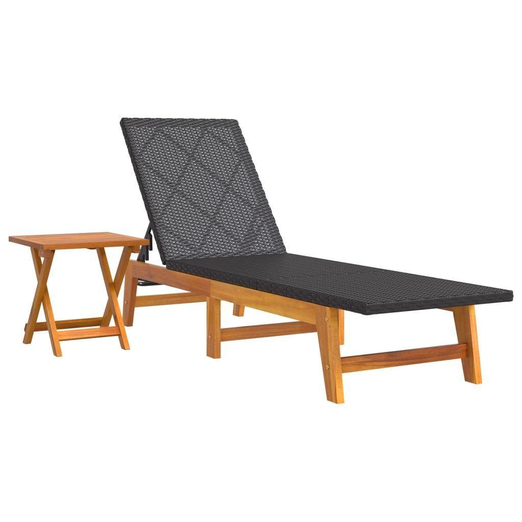 vidaXL Gartenliege Sonnenliege mit Tisch Poly Rattan und Massivholz Akazie, 1 St.