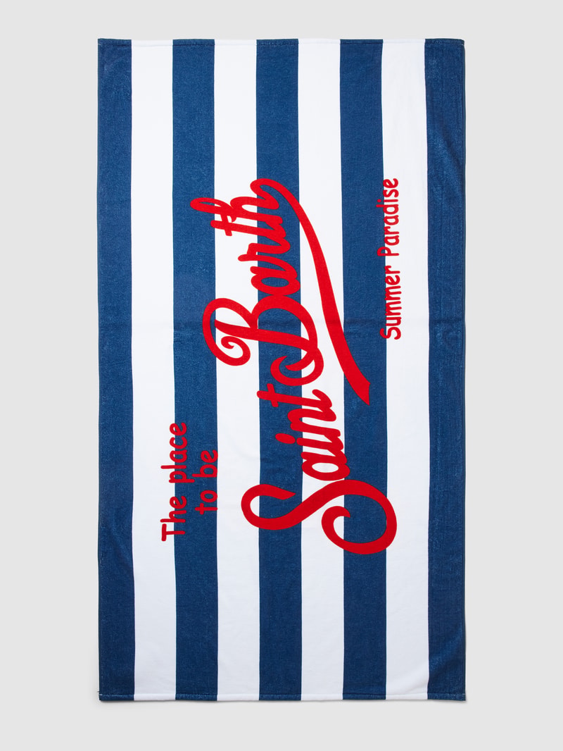 Handtuch mit Label-Print in marineblau