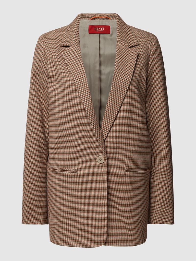 Blazer mit Hahnentrittmuster in camel