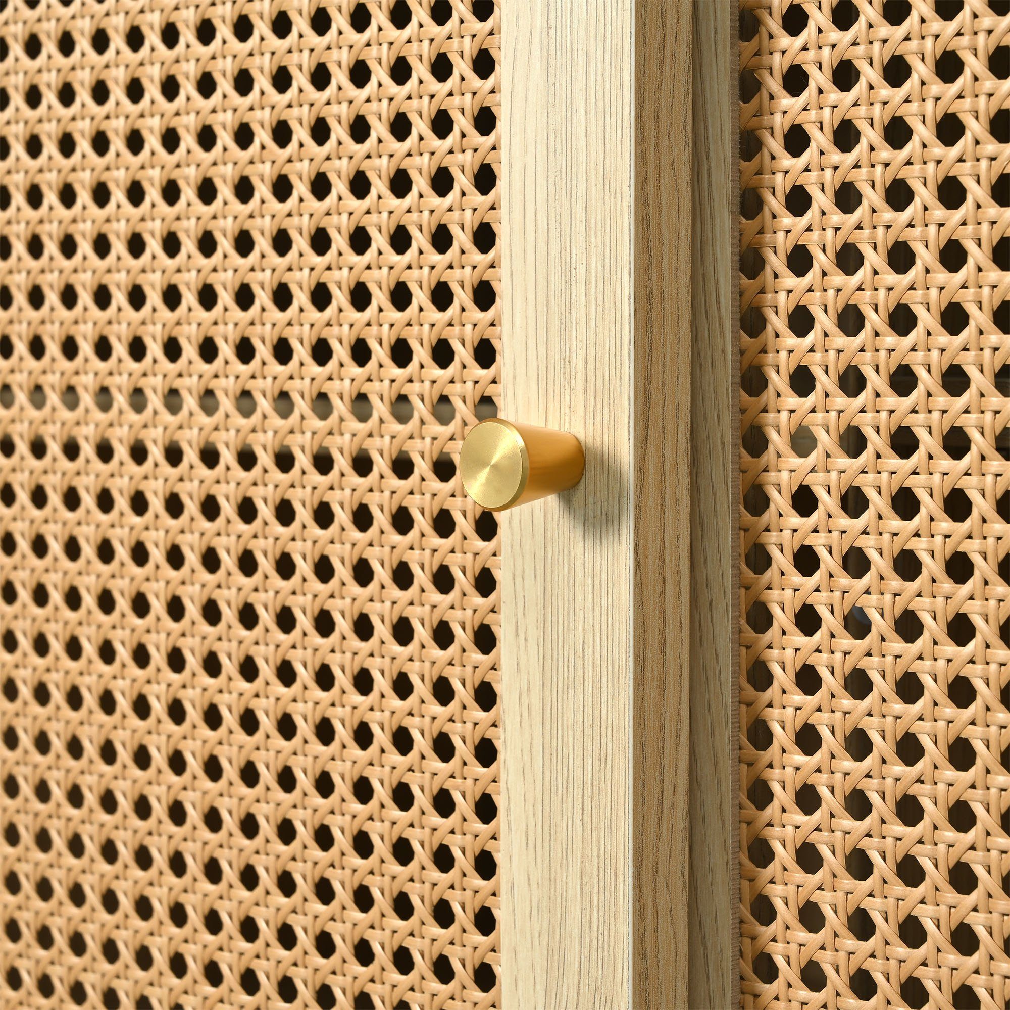 OKWISH Sideboard Sideboard mit verstellbaren Einlegböden, Kommode mit 3 Schubladen und 3 Schwebetüren