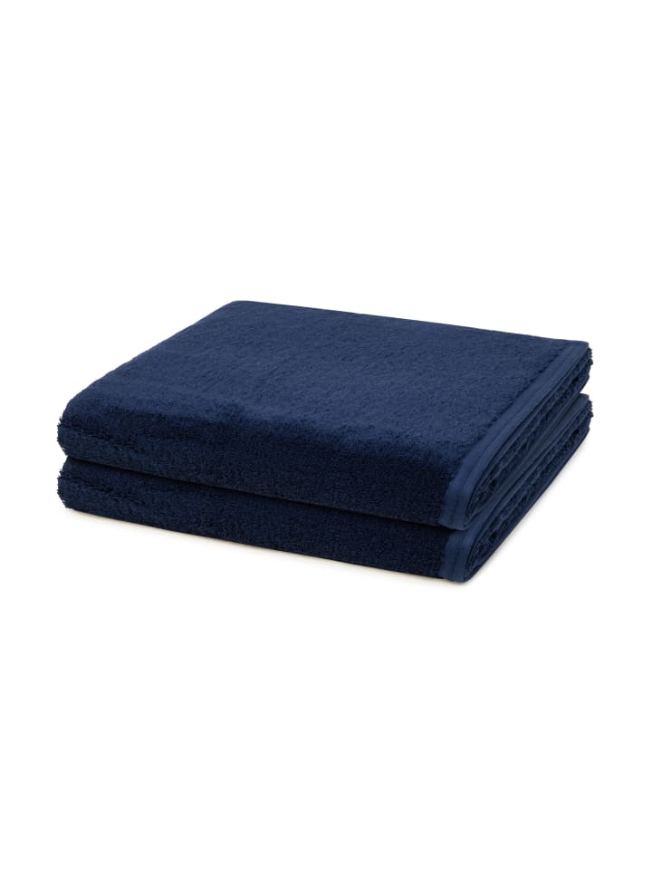 Vossen 2 X Duschtuch im Set Vegan Life in Marine günstig kaufen 67 x 140 cm