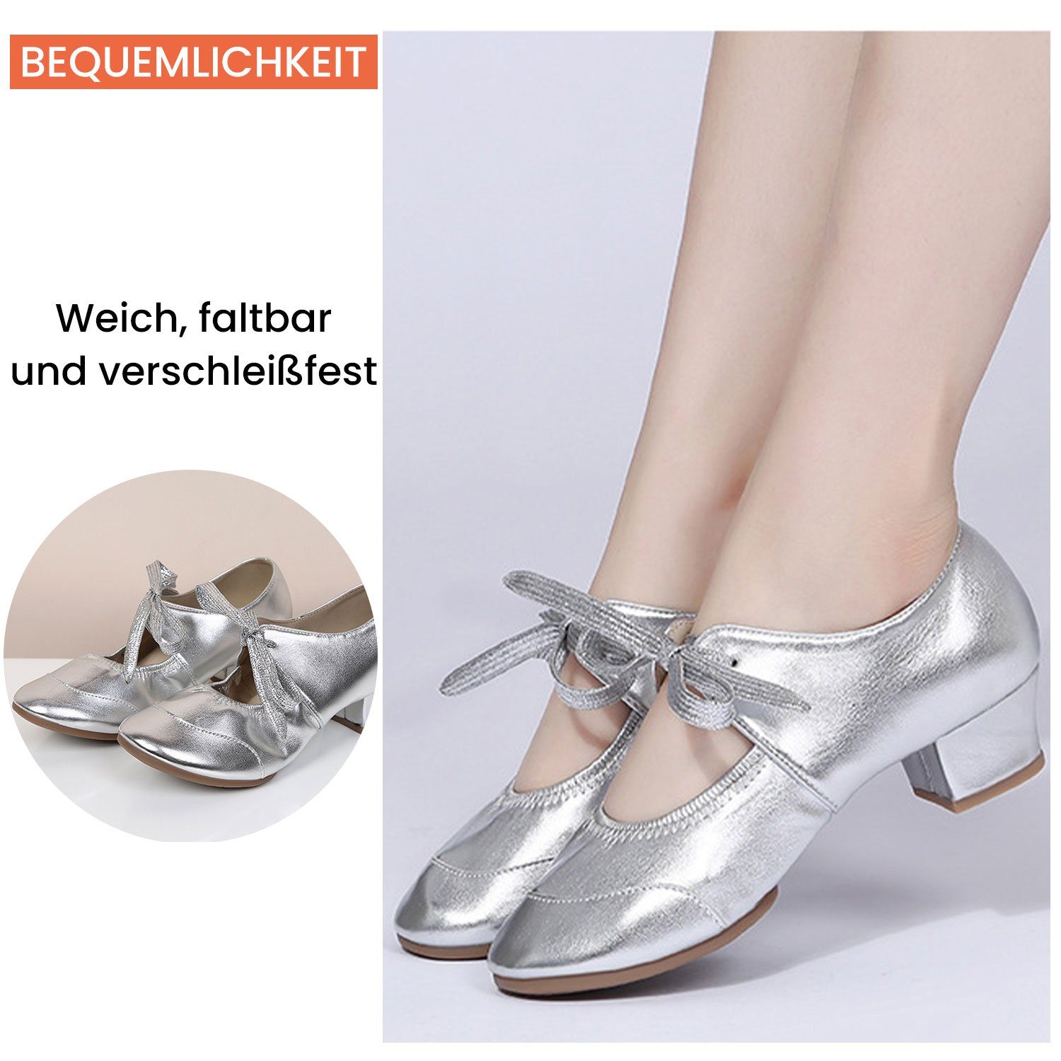 Daisred Tanzschuhe Damen Mary Jane Prinzessin Schuhe Latin Modern Ballerina