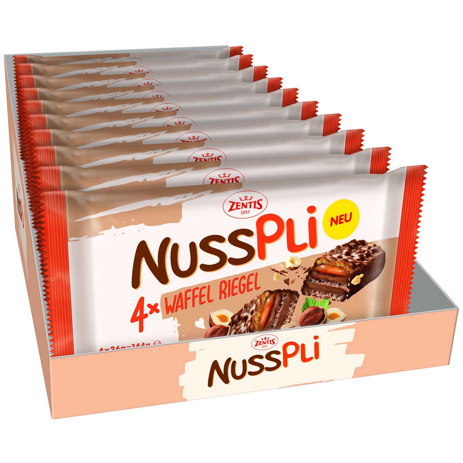 Zentis Nusspli Waffel Riegel 4er