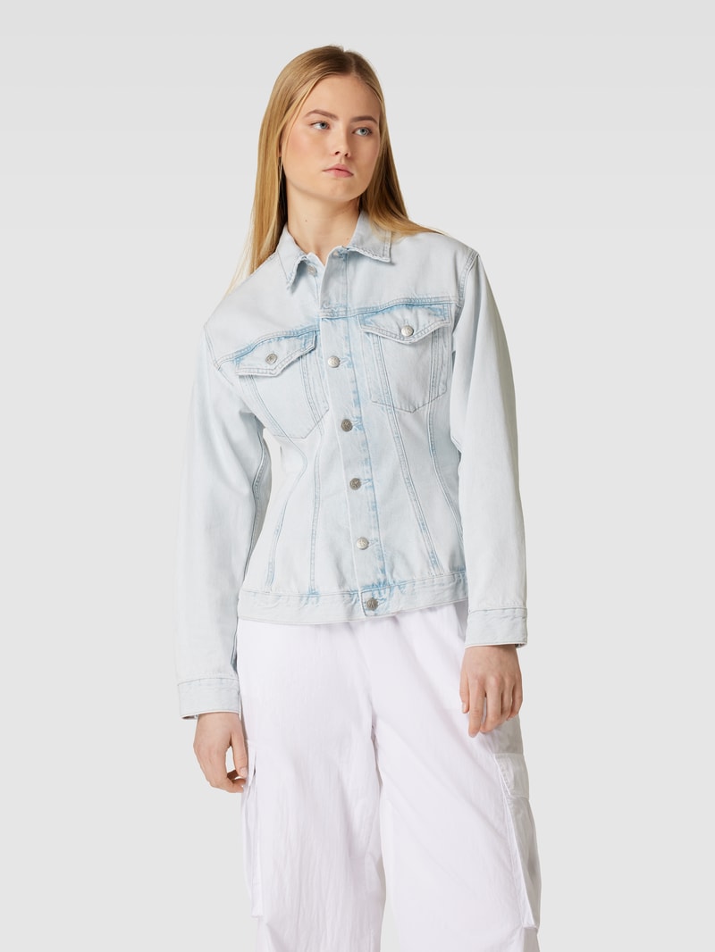 Oversized Jeansjacke in Korsett-Optik in hellblau