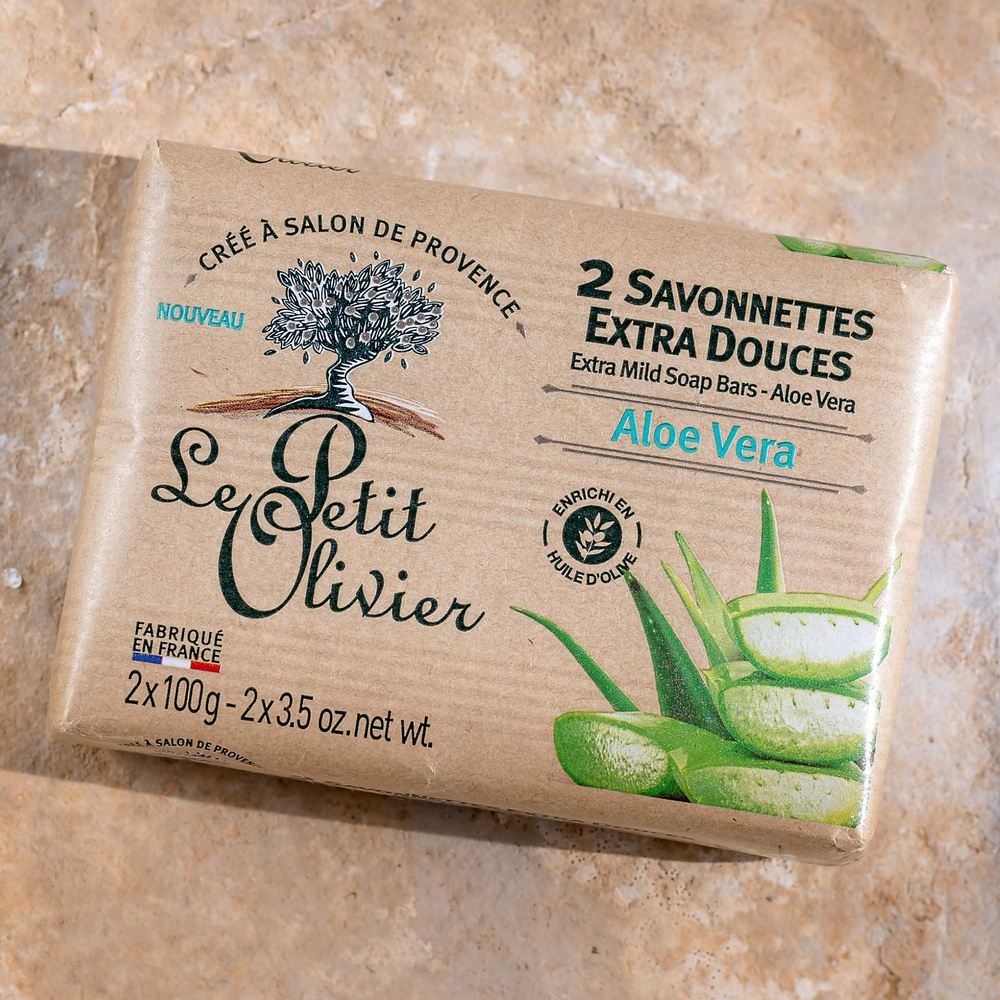 le petit olivier 2 Savonnettes Extra Douces Aloe Vera Savon Solide Extra Doux