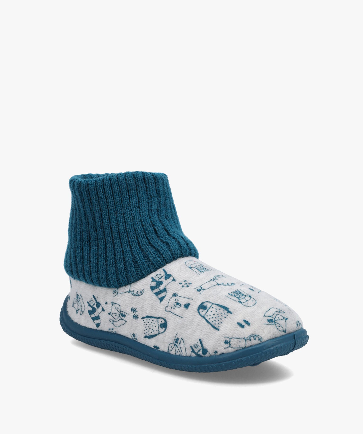 Chaussons Garçon montants en velours ras imprimé bleu | GEMO