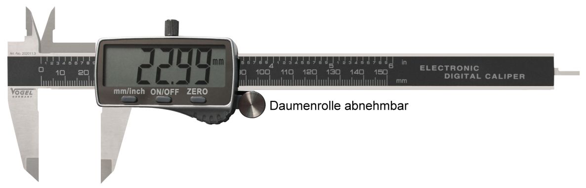 Vogel 202011-3 Digitalt skjutmått Rostfritt stål 150mm DIN 862