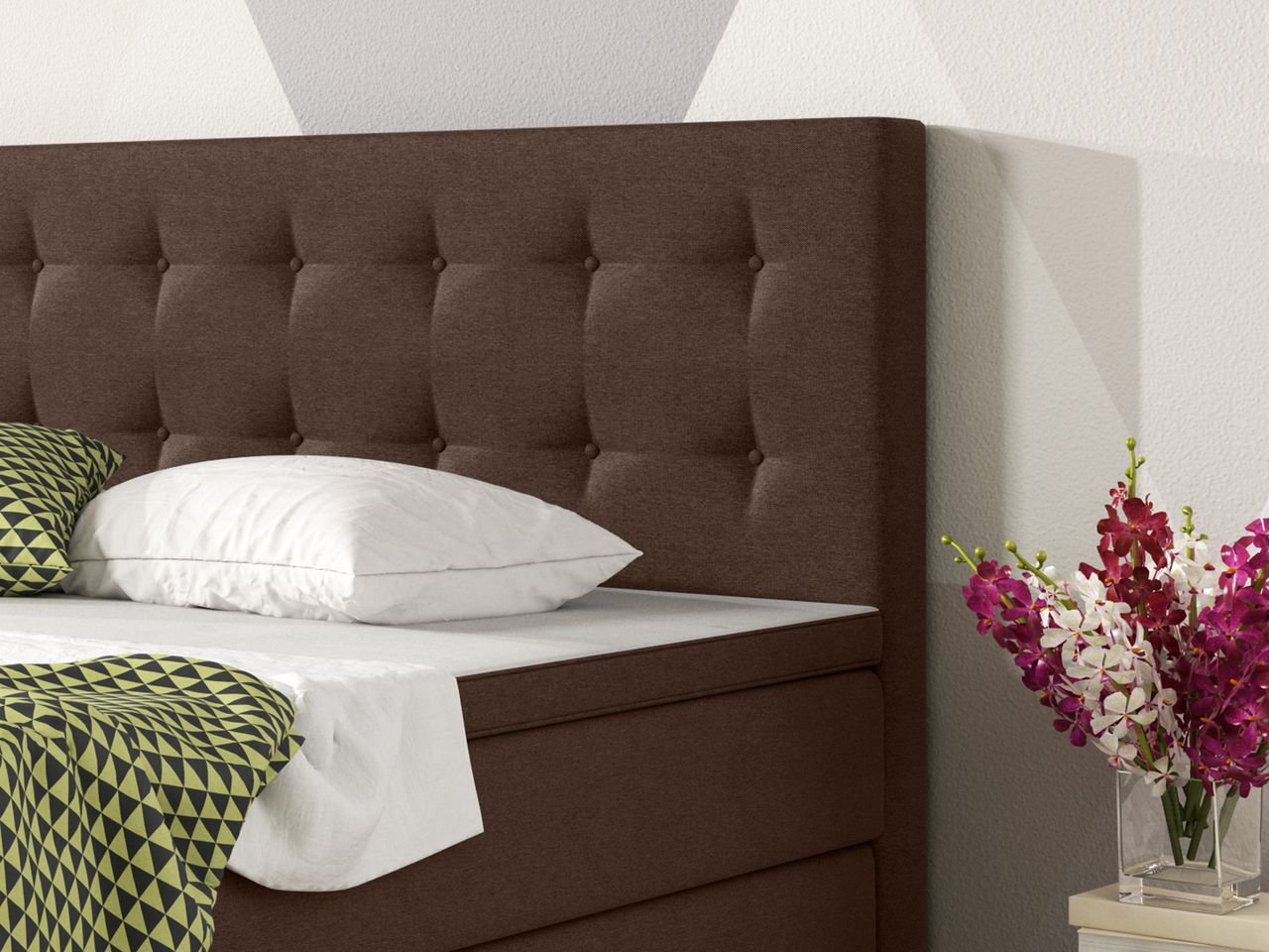 IHG Boxspringbett Köln 180x200 Webstoff Braun