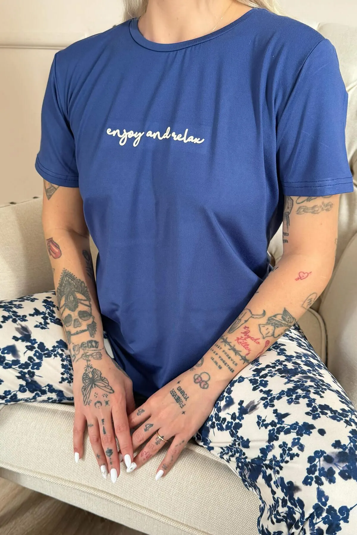 Pijamaevi  Pyjama set - Dunkelblau - Unifarben