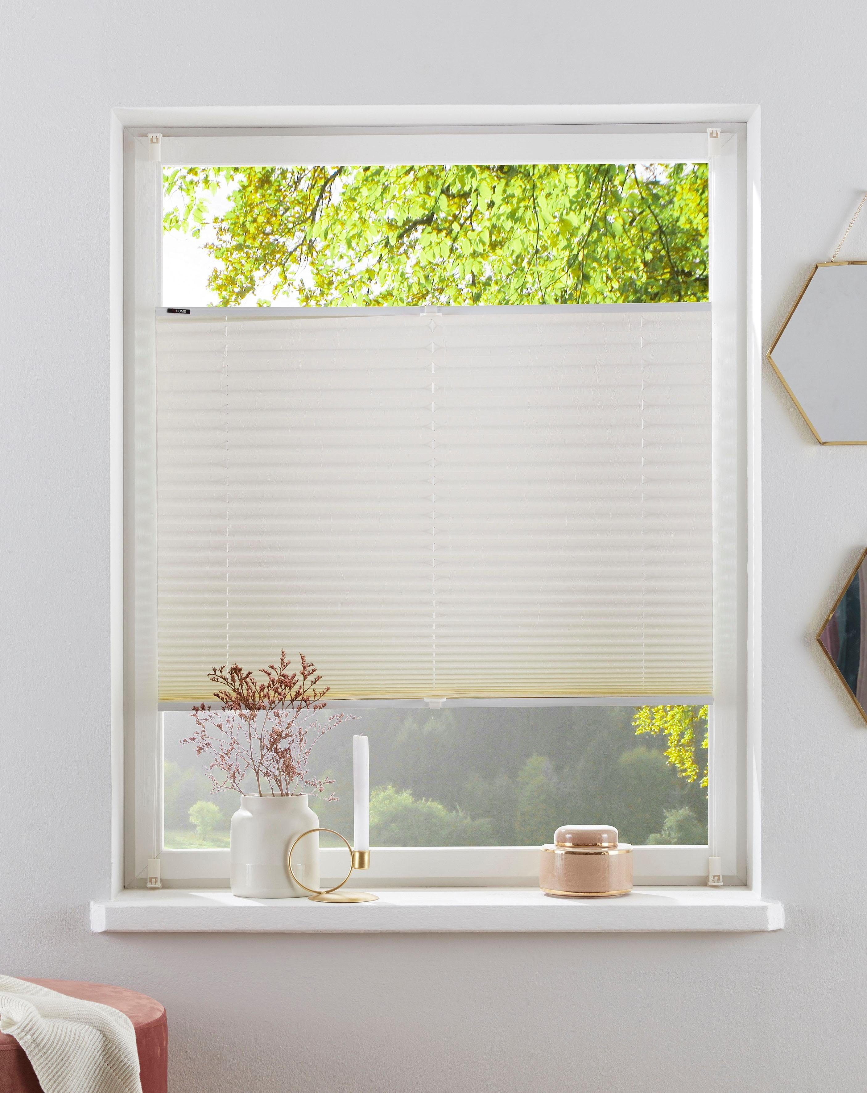 Plissee DAHRA, my home, Lichtschutz, ohne Bohren, verspannt, Klemmfix, Fixmaß, Crushed-Optik, Klemmfix, Klemmträger, Bestseller, Klemmträger