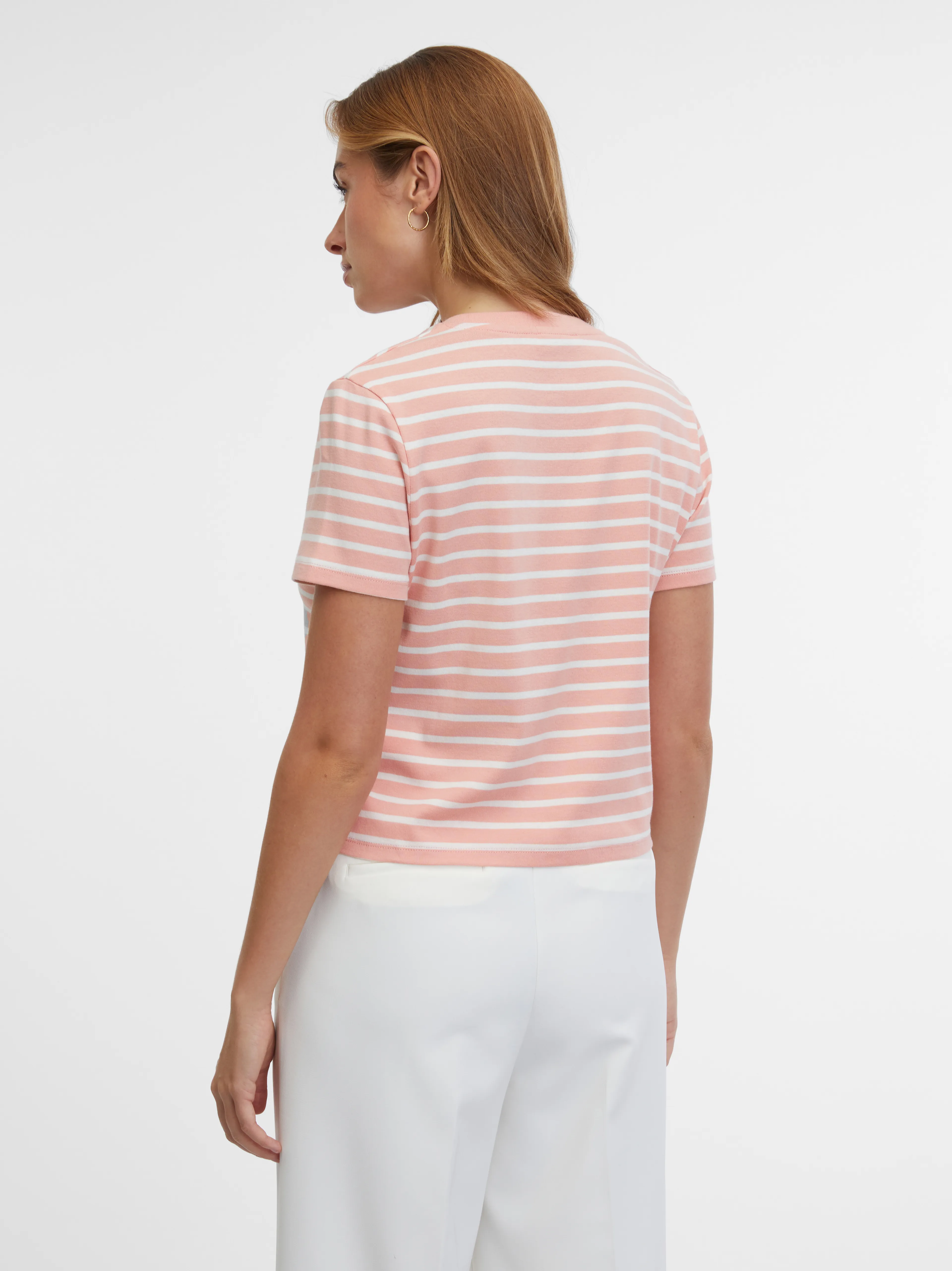 Creme und rosa gestreiftes Damen-T-Shirt ORSAY
