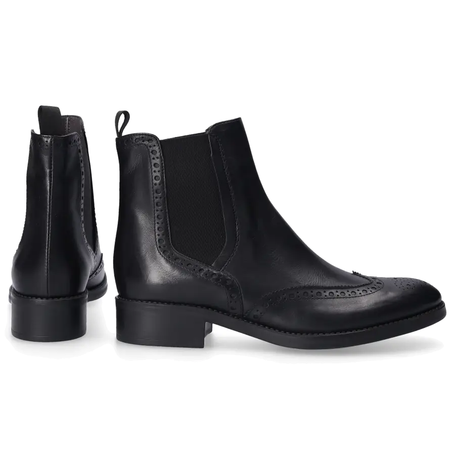 EN AVANT - Chelsea Boots TENDER Kalbsleder Lochmuster schwarz - schwarz