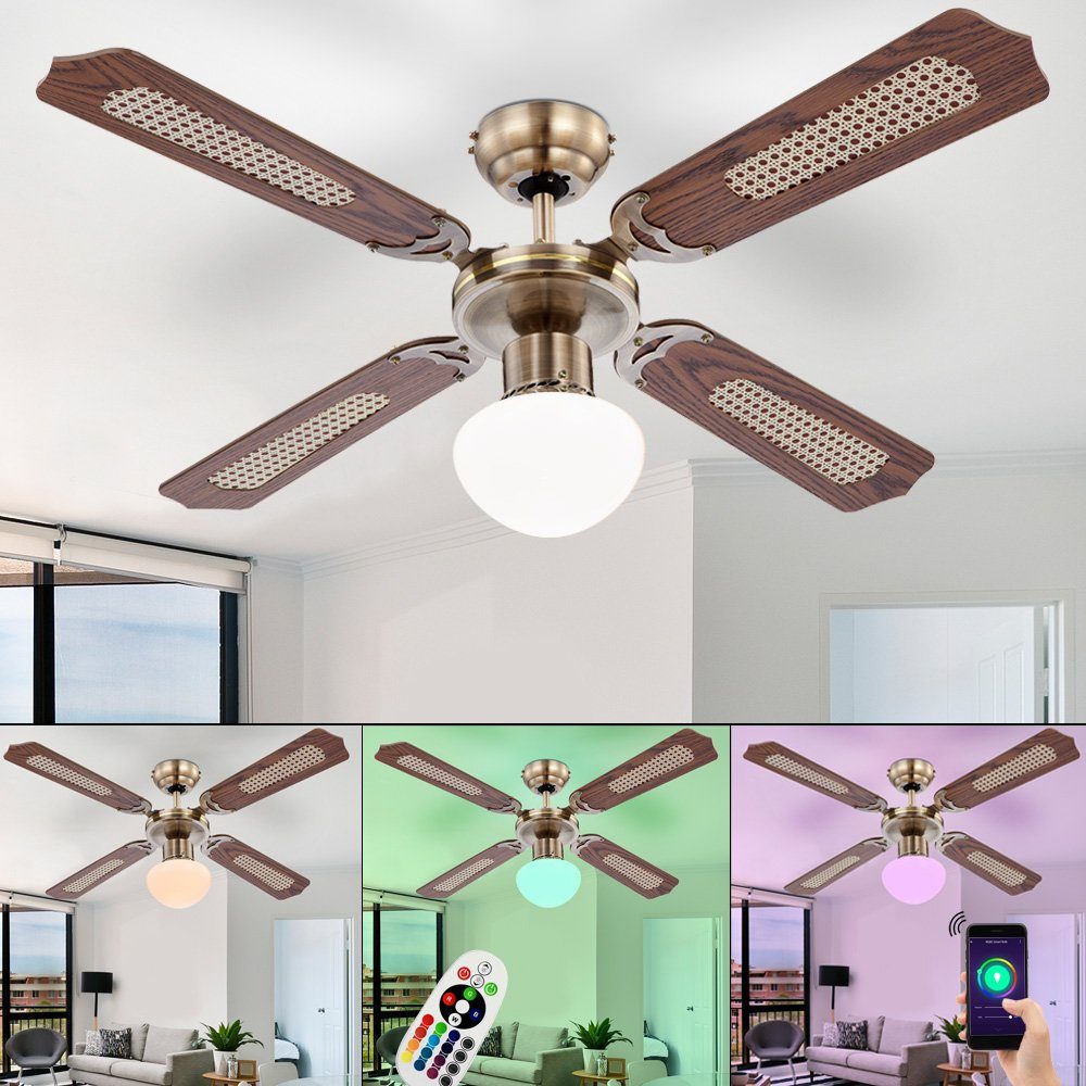 etc-shop Deckenventilator, LED Decken Ventilator IOS Alexa Amazon RGB Fernbedienung Beleuchtung