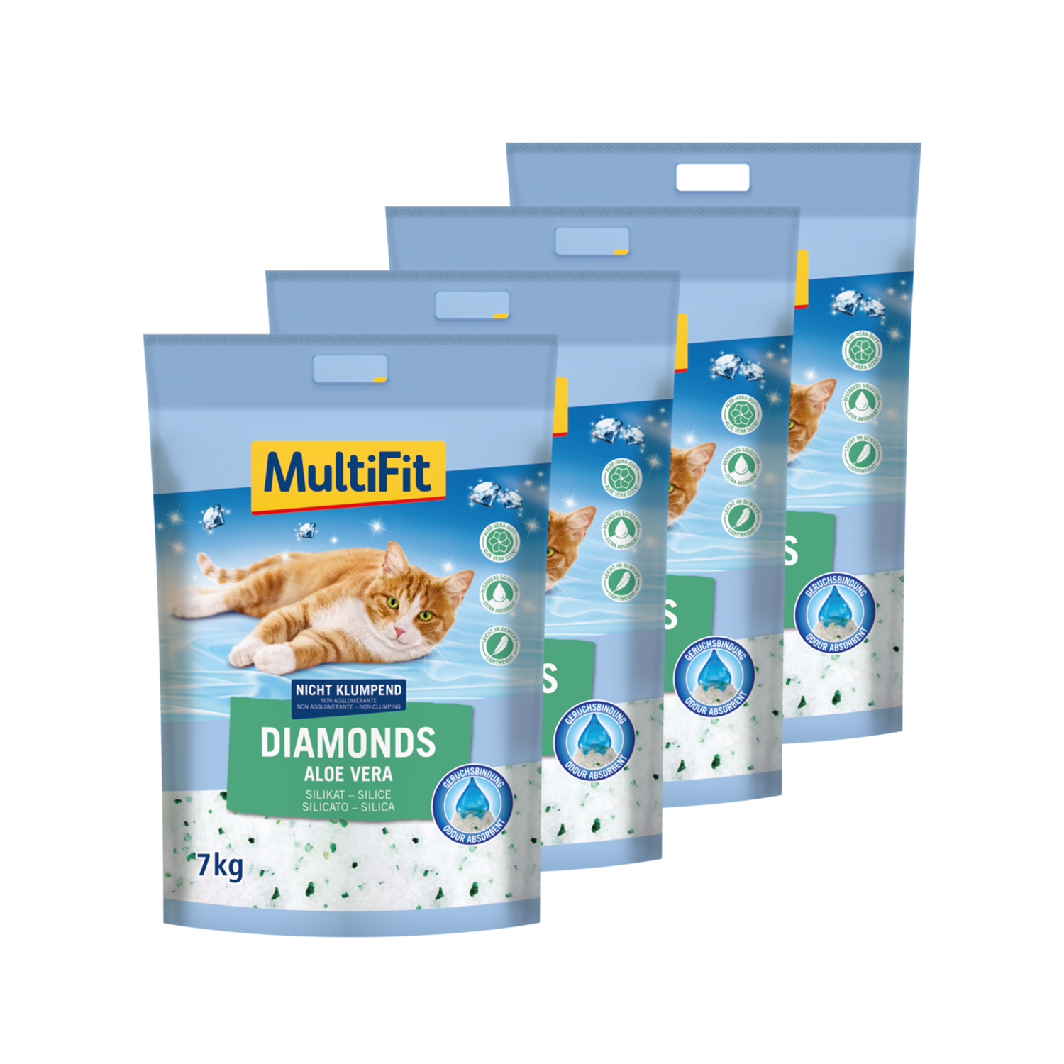 MultiFit Katzenstreu MultiFit Diamonds Aloe Vera Silikatstreu 4x15 l