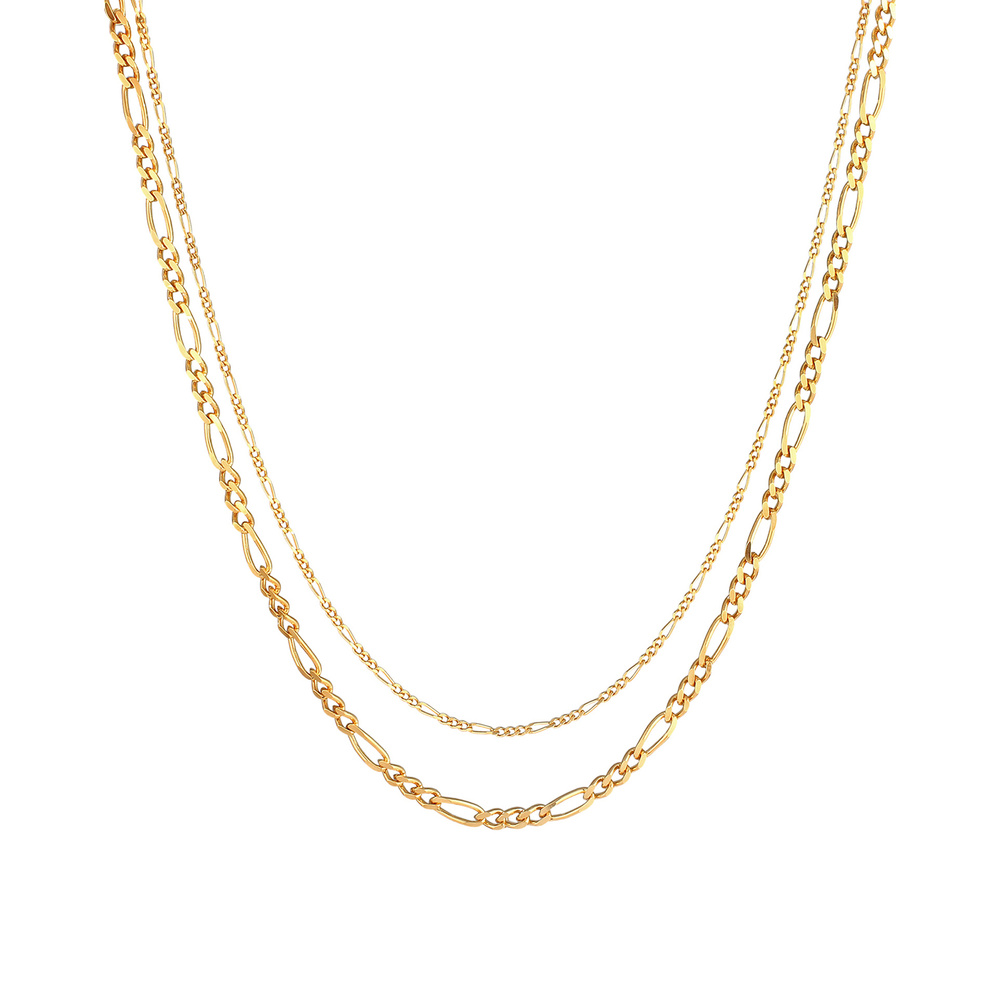 Elli PREMIUM Elli PREMIUM Collier Layerkette Figaro Glieder Basic 925 Silber collier