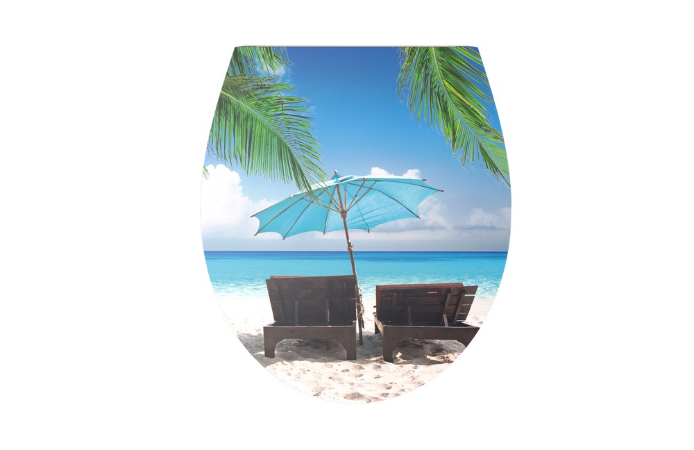 K&H Sanitary Duschwell Duroplast WC-Sitz Carving Printing - Beach