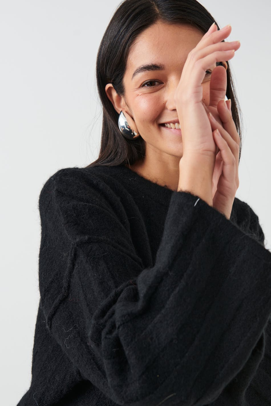 Wide rib knitted sweater