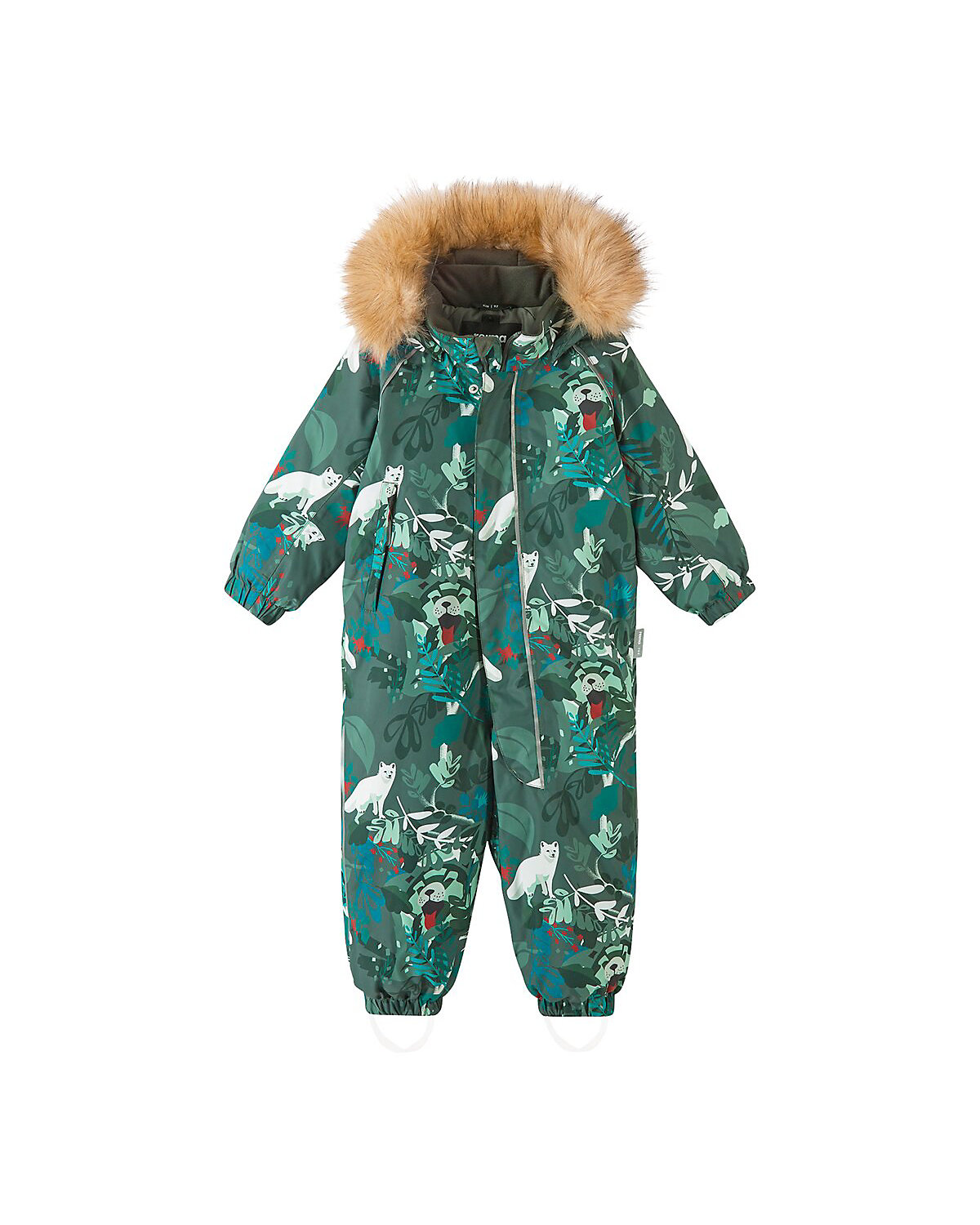 Schneeoverall Kapuze mit Fake Fur Tiere Blätter