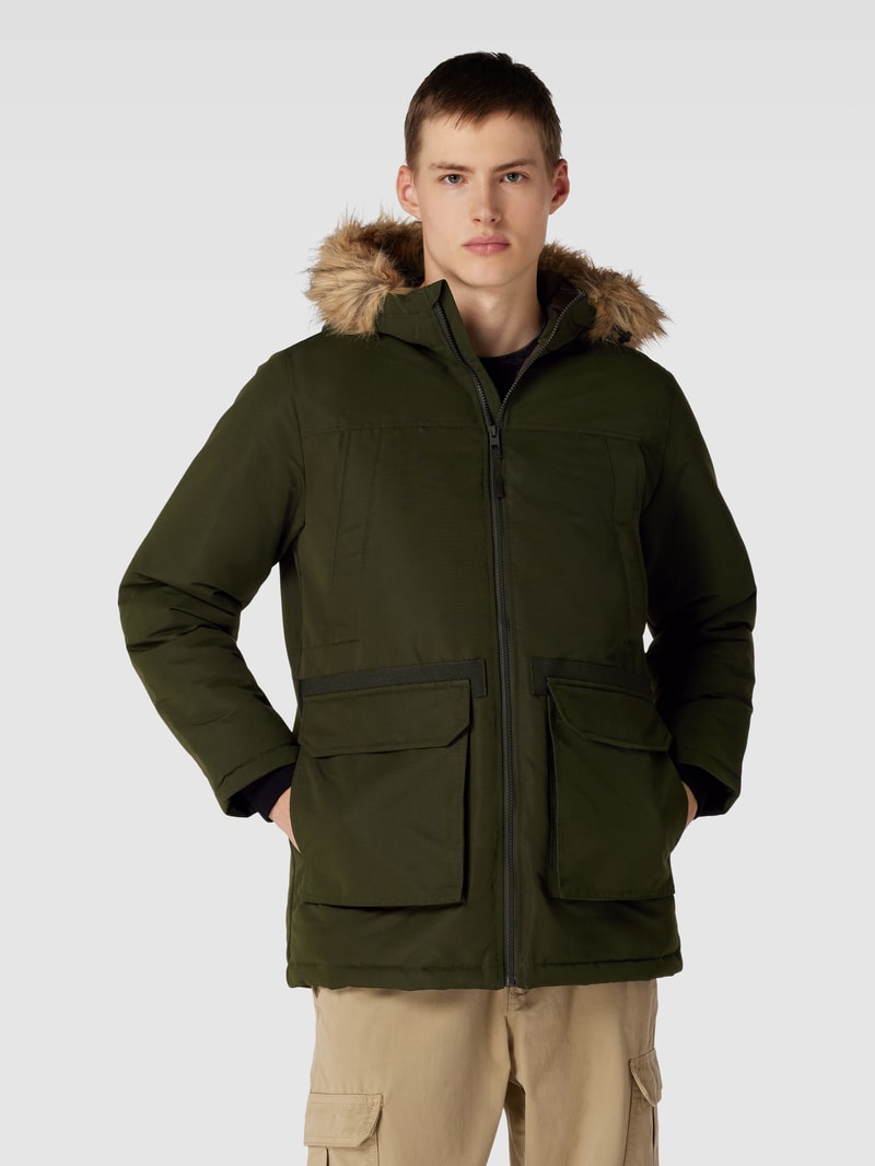 Parka mit Kunstfellbesatz Modell 'EWING' in olivgrün