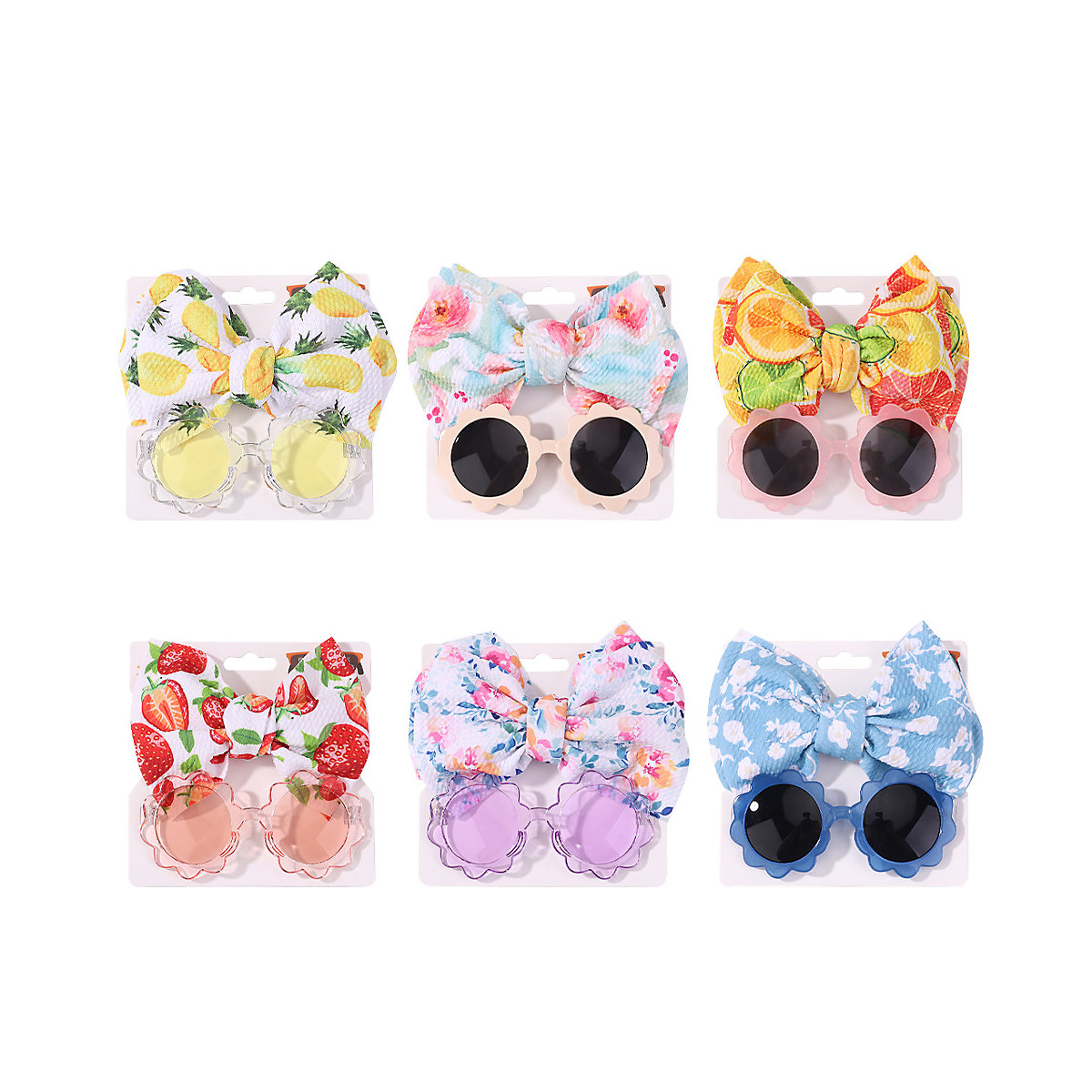 Kinder-Sonnenbrillen-Set mit bedrucktem Schleife-Stirnband Haarschmuck-Set für Kinder