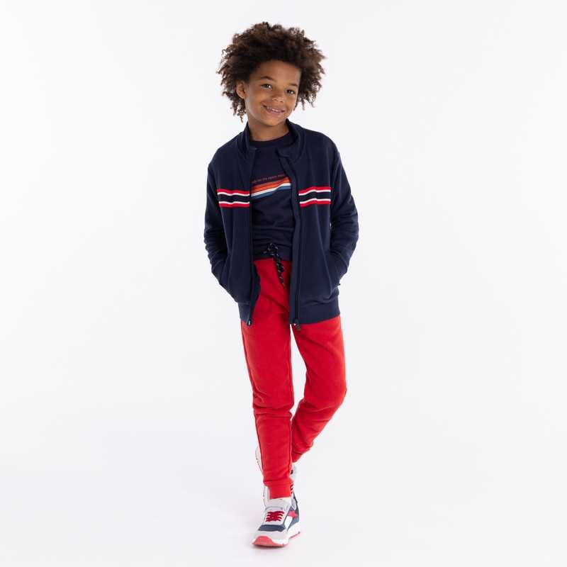 Sweat-shirt zippé col montant bleu garçon