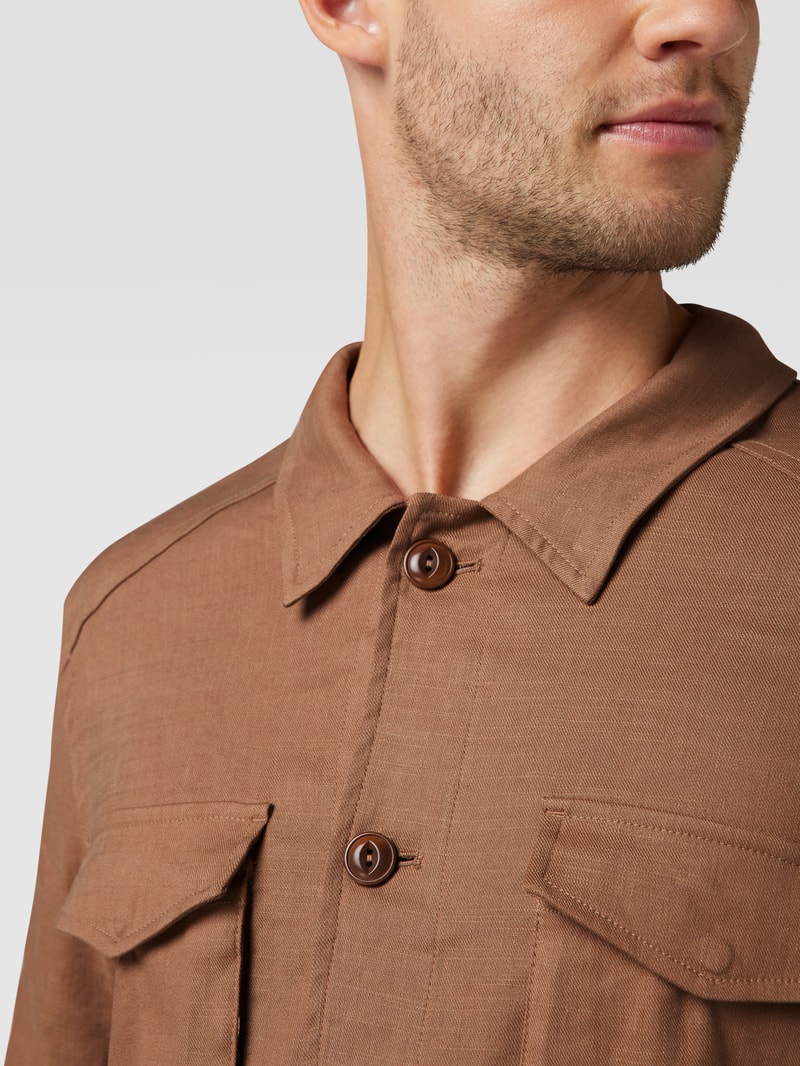 Hemdjacke mit Sportmanschetten Modell 'Chocolate Chip' in hellbraun