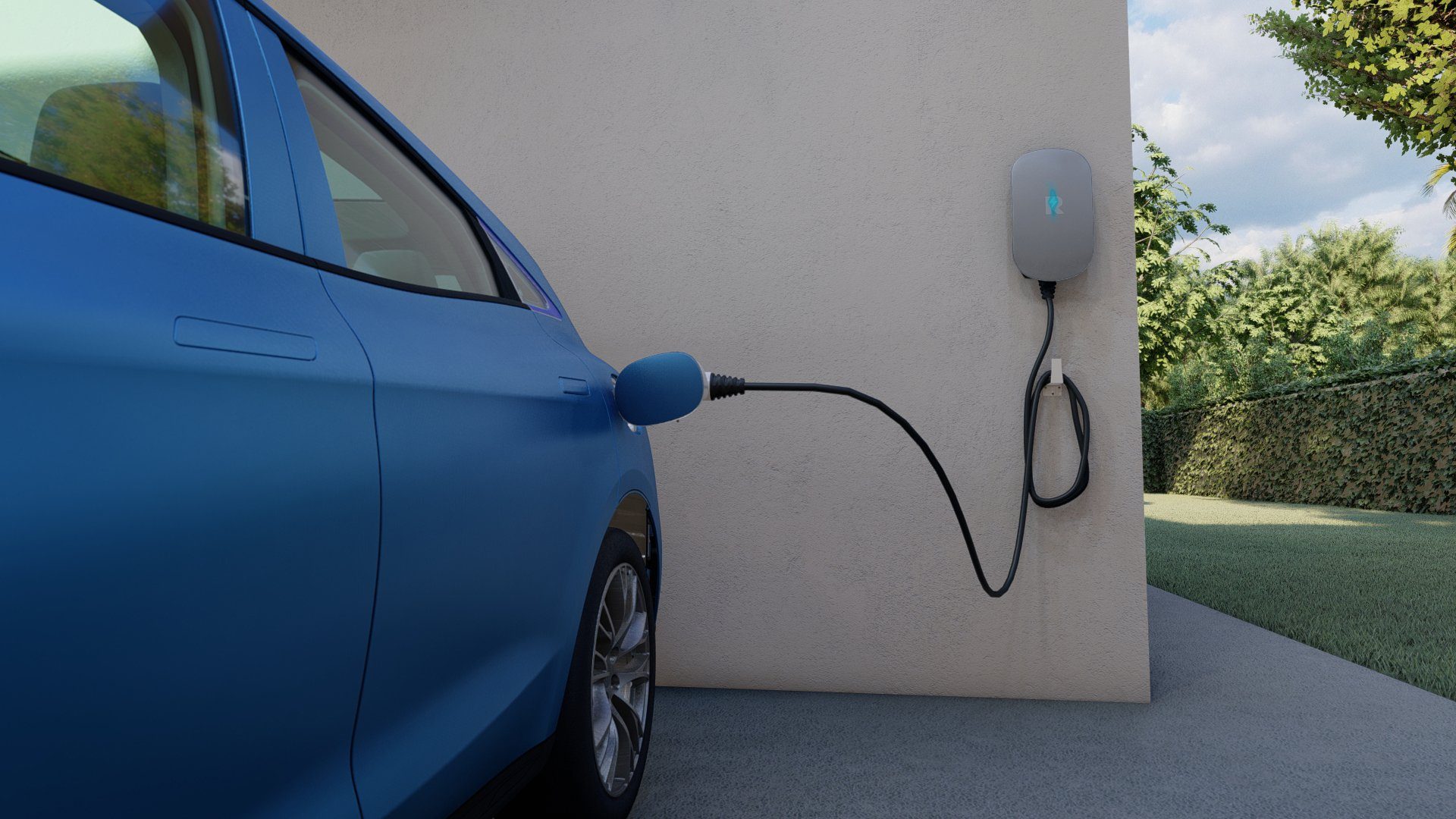 Spark stationär Elektroauto-Ladestation Revolution Wallbox mit 5m Kabel-mehrere Verwaltungsmodi-RFID-WIFI, 3-phasig, Komplett Set, mit Typ2 Ladekabel von 5m