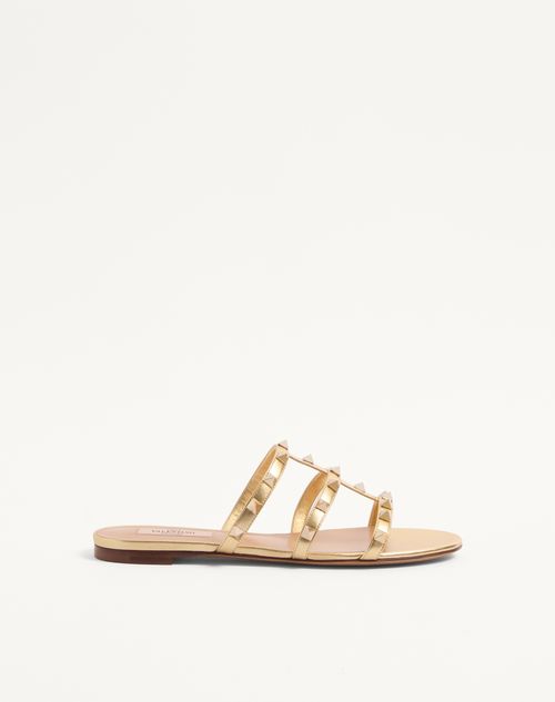 Slide Rockstud-sandal i lamineret nappa