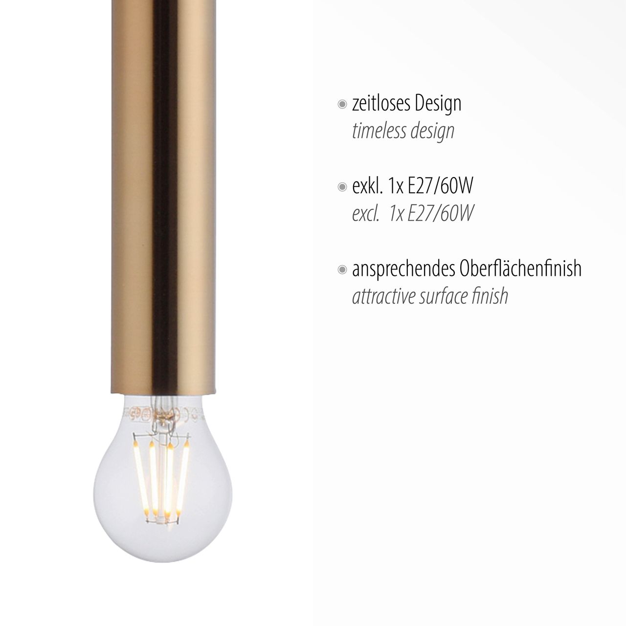 JUST LIGHT LechtenDirekt Pendelleuchte BRUNA, 1-flg.,1xE27/60Watt, Innenleuchte, IP20