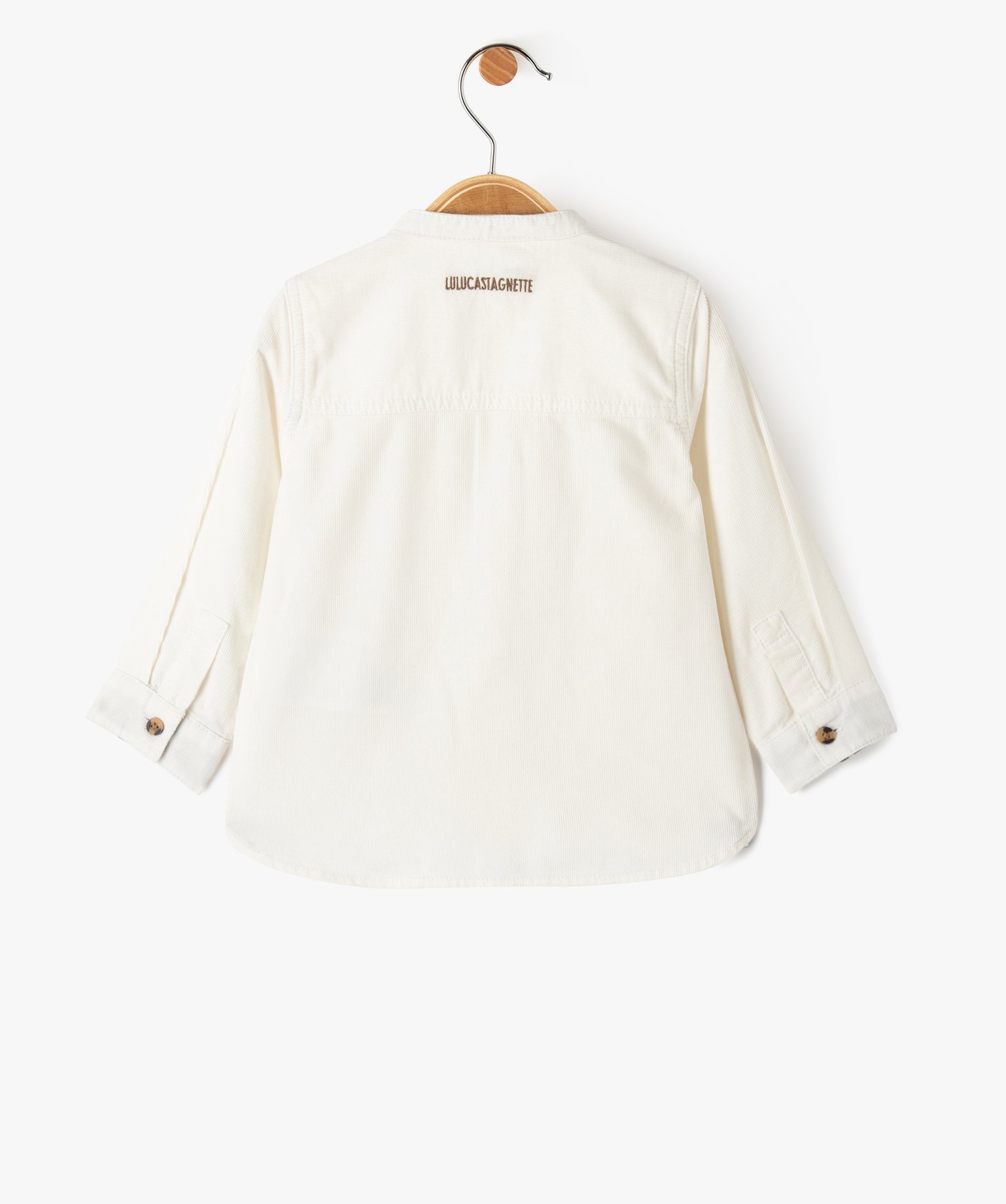 Chemise bébé Garçon à manches longues et col mao en velo... ecru | GEMO