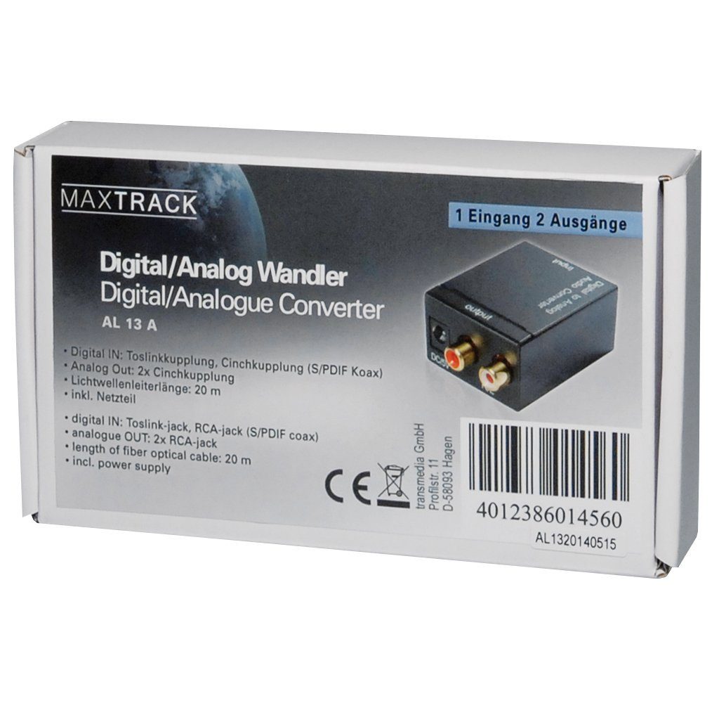 Maxtrack Vorverstärker (Digital-Analog-Wandler, TOSlink, LWL, S/PDIF auf Cinch)