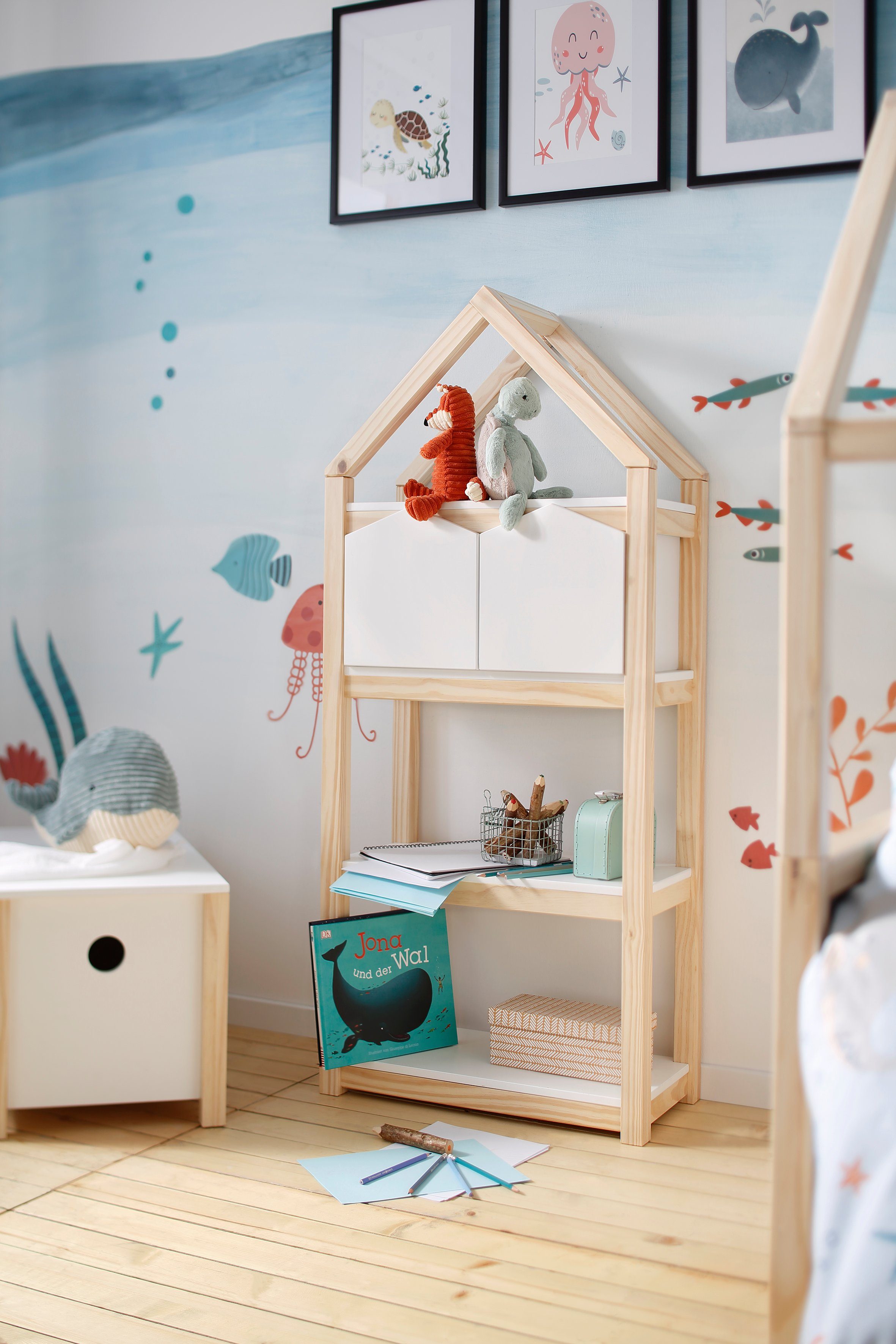 Lüttenhütt Kinderregal Meentje, Bücherregal,2 Boxen, Einlegeböden und Boxen aus MDF, Breite 59,5 cm