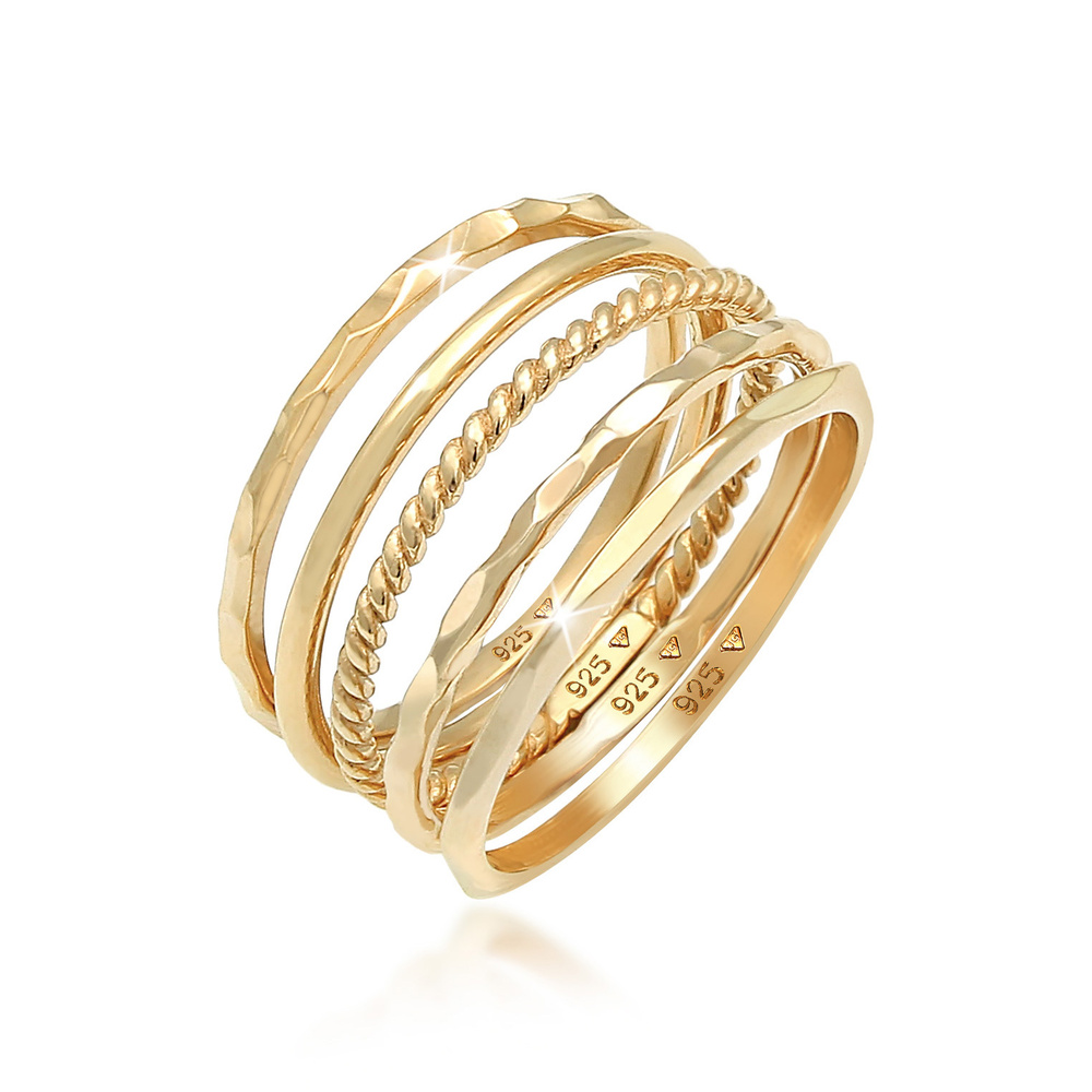 Elli Elli Bague Femmes Set Bande Empilage Minimaliste Tendance Blogueur Basique en Arg Bague