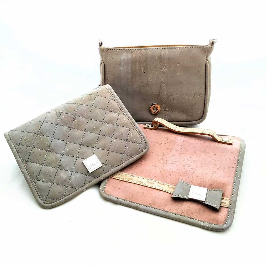 TIKIWE Handtaschen grau Handtasche aus Kork