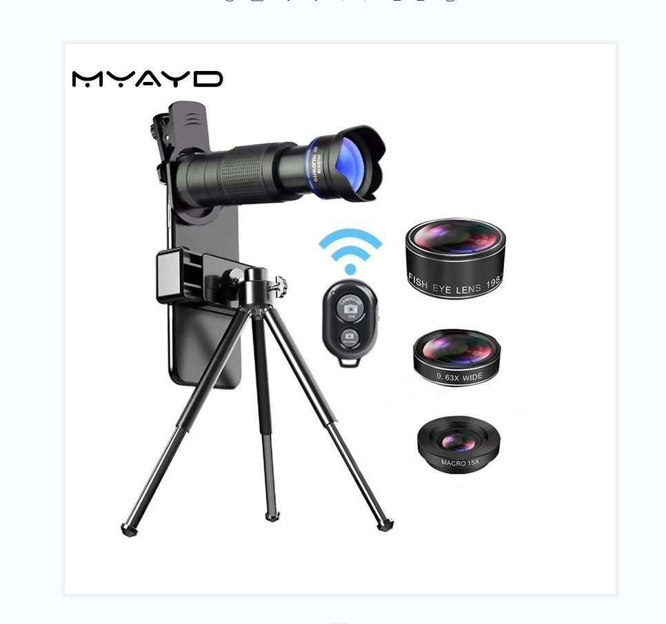 Perfine Universal Handy Objektiv Set Smartphone Linsen Objektiv Fernrohr (Fisheye Weitwinkel Makro Kamera)
