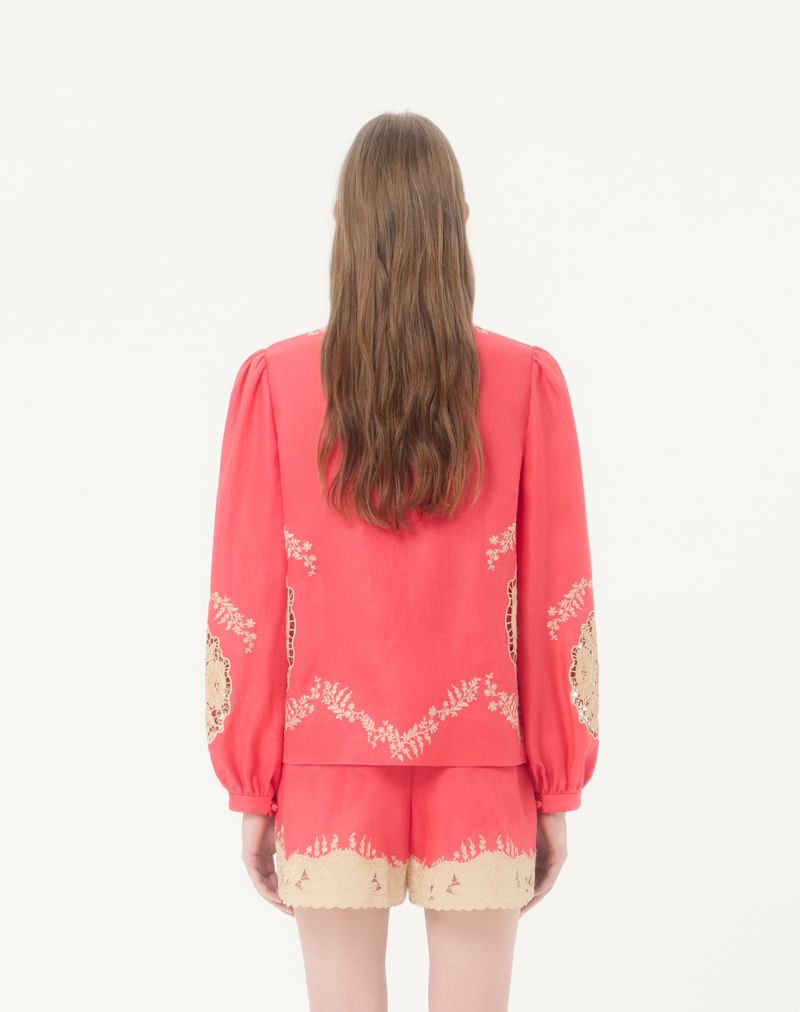 Broderet Couture-top i hør