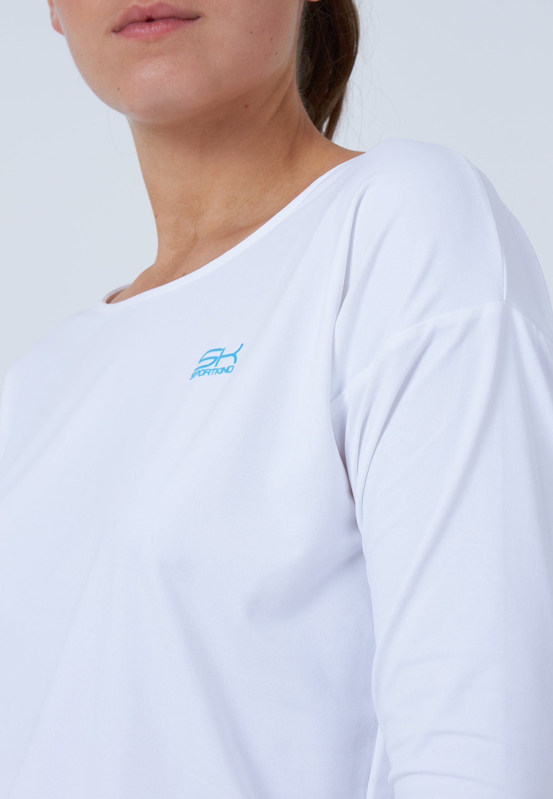 SPORTKIND Funktionsshirt Tennis 3/4 Loose Fit Shirt Mädchen & Damen weiß
