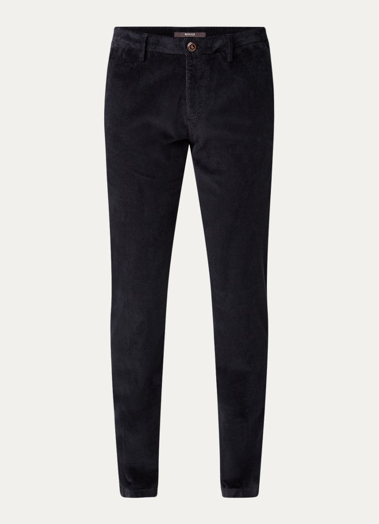 Pantaloni chino din catifea reiată, cu croială dreaptă și buzunare laterale, Boggi Milano