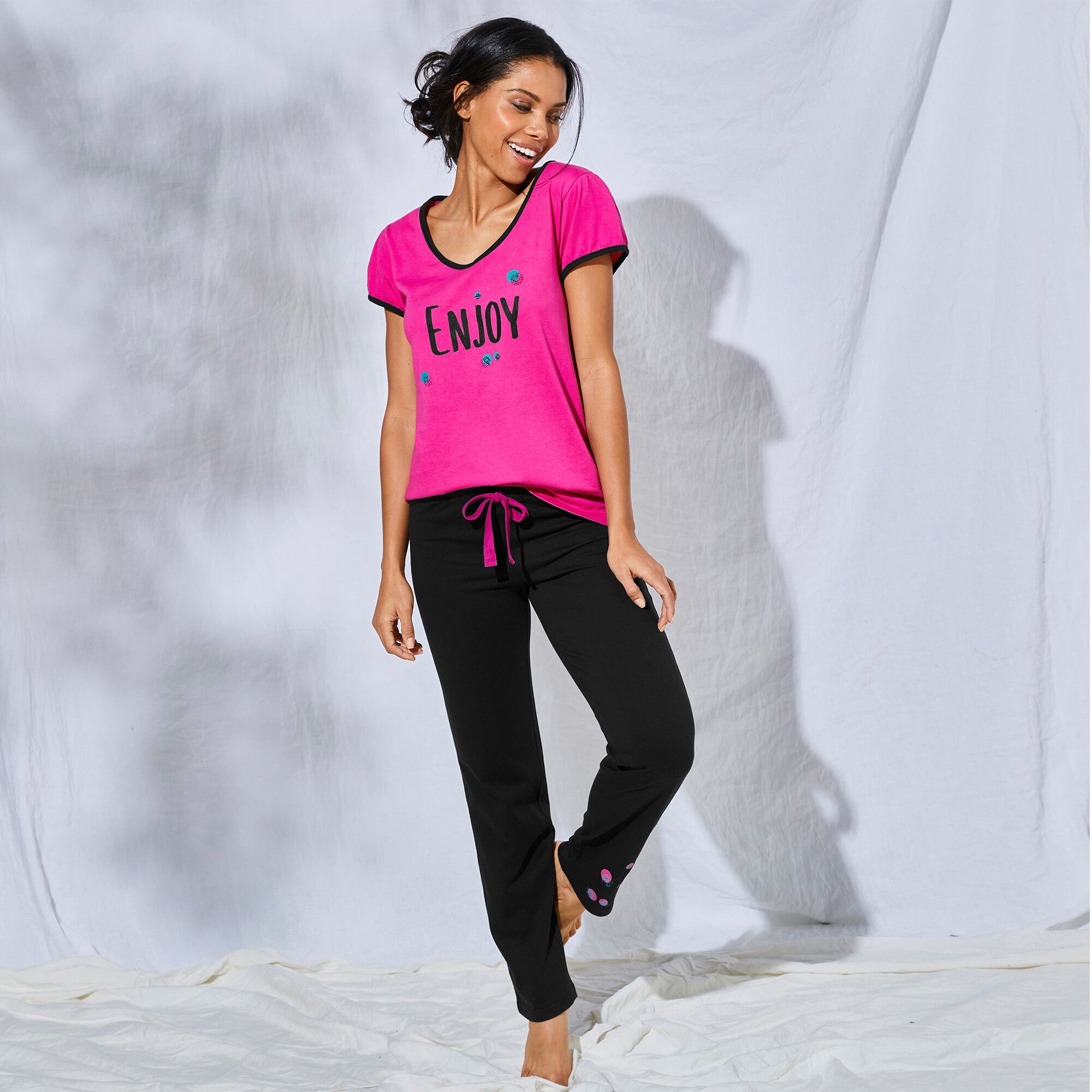 Tee-shirt manches courtes coton uni imprimé placé 