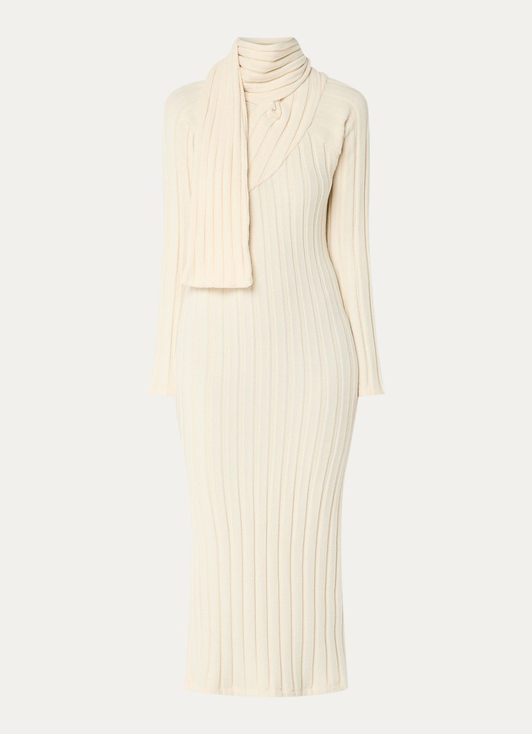 Vestido midi de punto fino con cuello chal de Claudie Pierlot