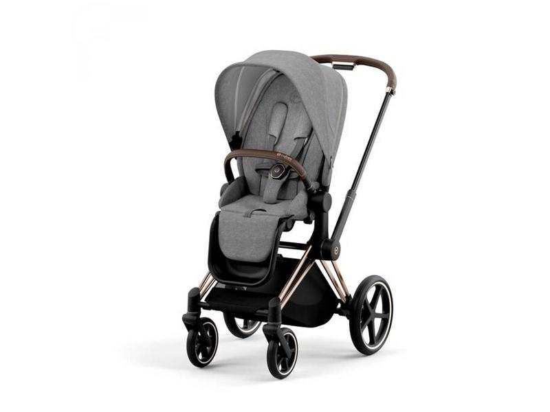 Poussette PRIAM 4 châssis Rose Gold habillage Manhattan Grey Plus (Tissu Premium)