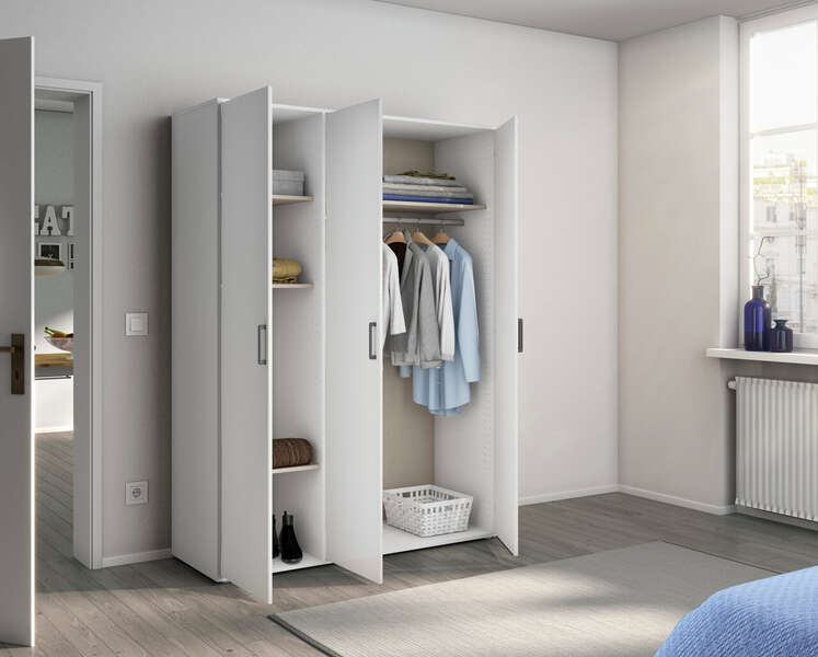 Rauch Möbel Voyager Drehtürenschrank, Schrank, Alpinweiß, 3-türig