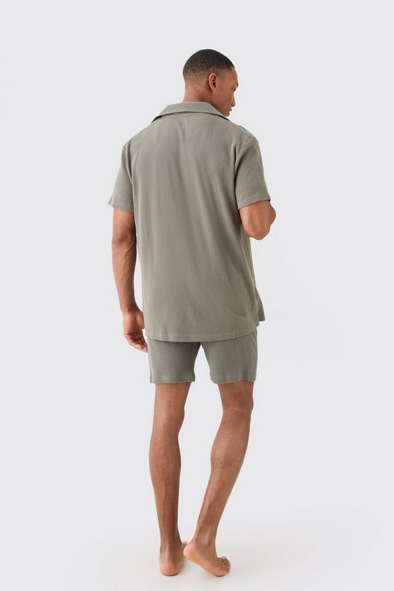 Waffle Loungewear Shorts In Khaki
