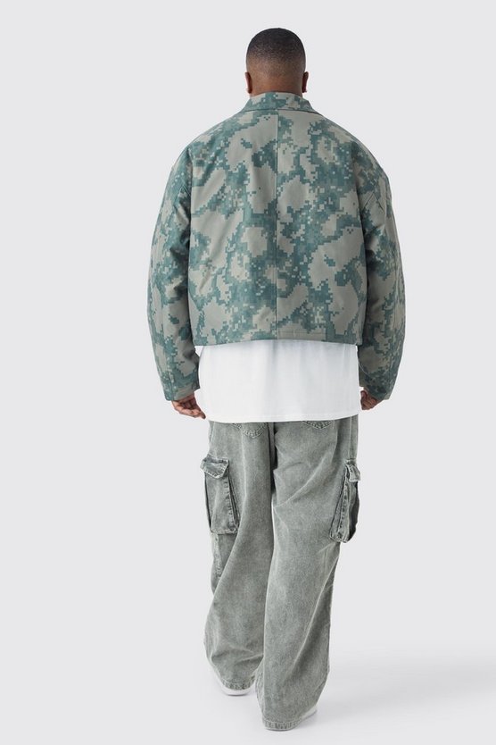 Plus lockere Cord-Cargohose mit Acid-Waschung
